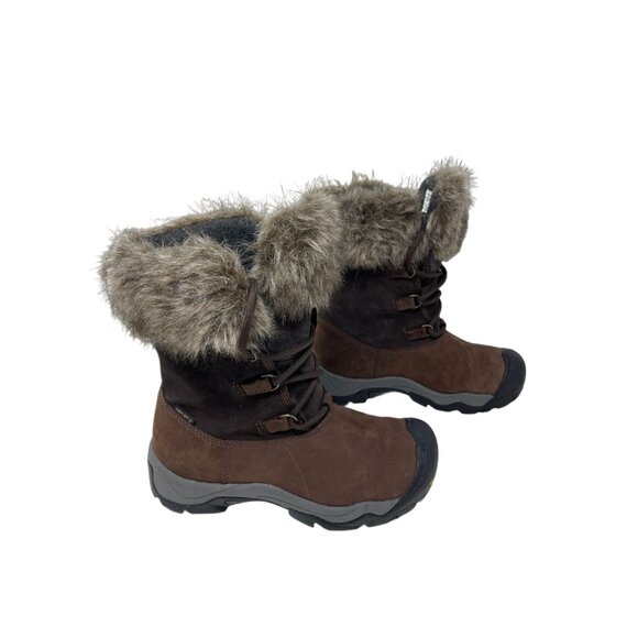 KEEN Helena Waterproof Insulated‎ Leather Boots Faux Fur Lace Up Women 6.5 Brown - Picture 2 of 7